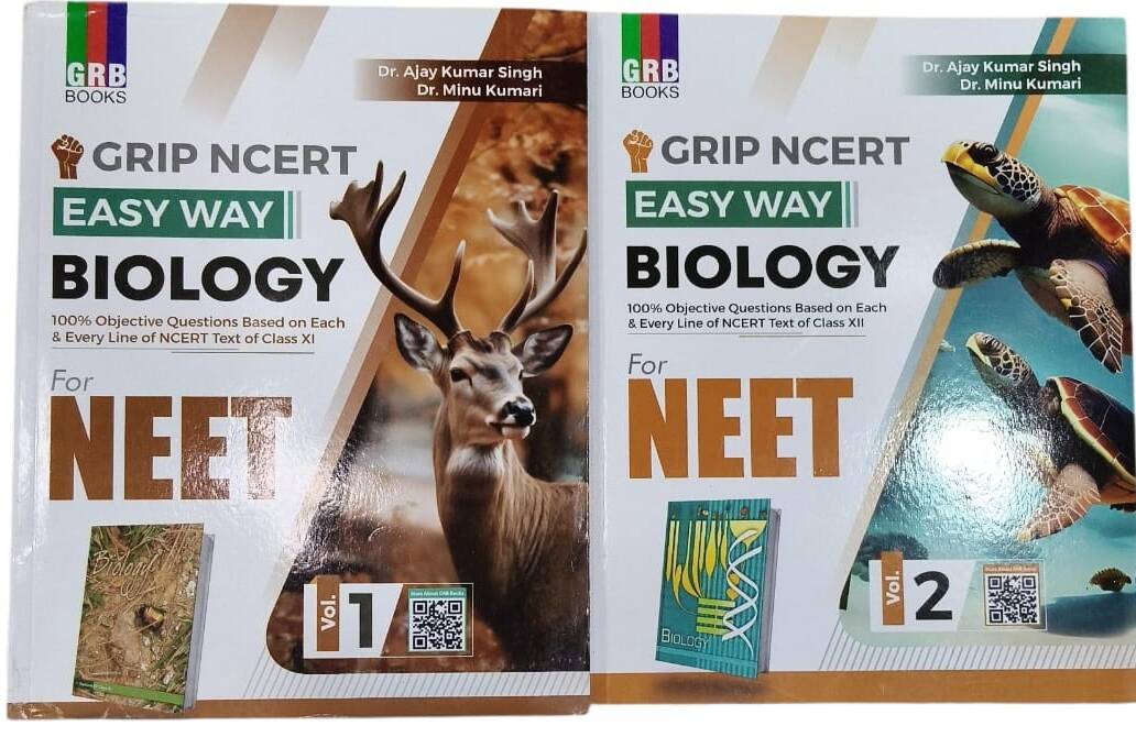 GRB Grip NCERT Easy Way Biology For NEET Vol. 1 & 2 | Based On NCERT | Dr. Ajay Kumar Singh & Dr. Minu Kumari | Set Of 2 Books