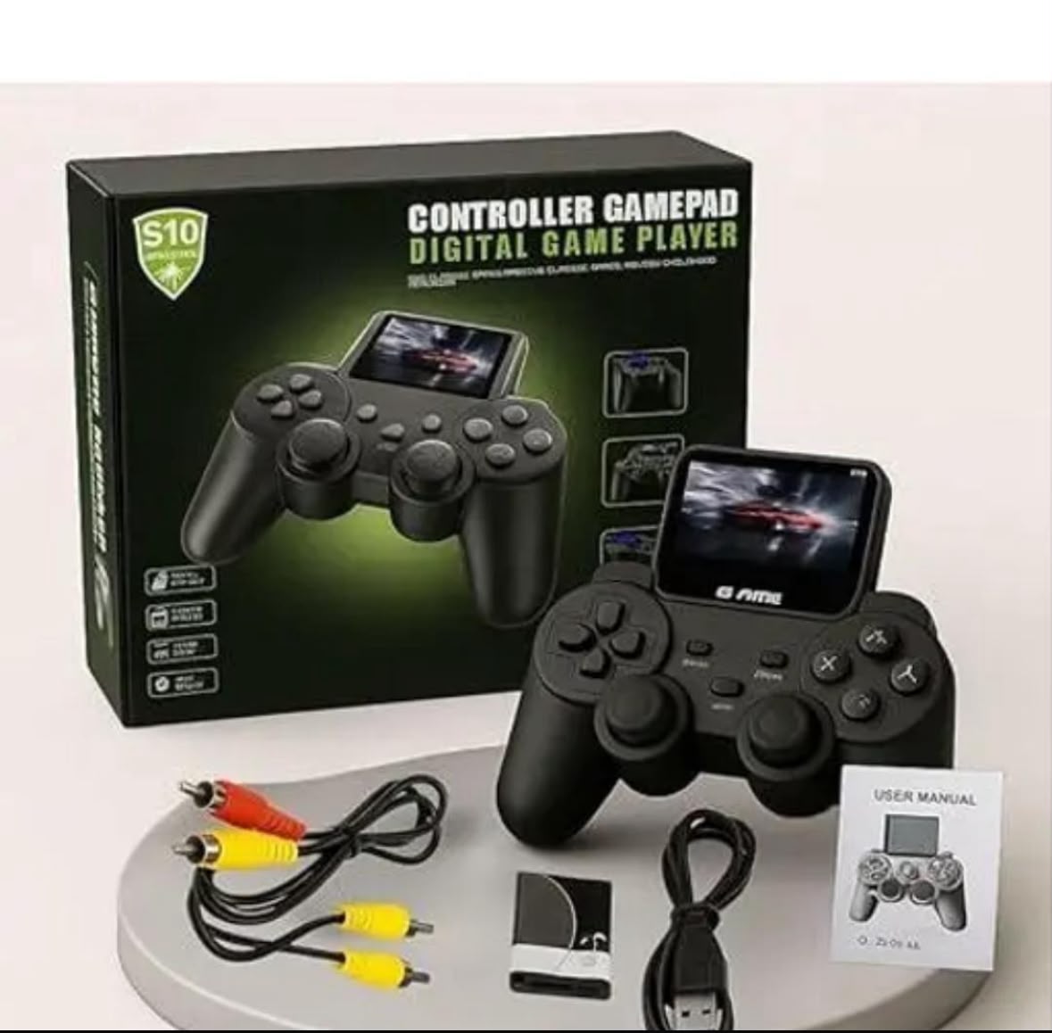 S10 Wireless Controller Gamepad: 150+ Games Rechargeable Digital Game Player With Built-in Screen | AV Output Ergonomic Design | Black