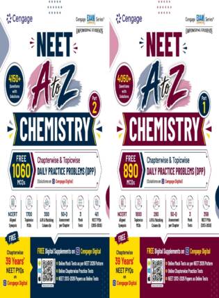 Cengage NEET A To Z Chemistry Part 1 & 2 Book 8200+ Questions With Chapterwise Daily Practice Problems (DPP) | Set Of 2 Books