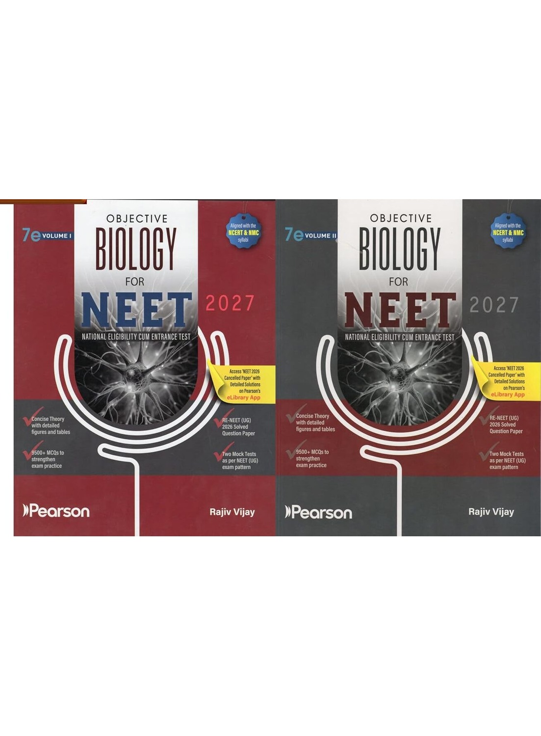 PEARSON Objective Biology For 7th/Ed. NEET Vol 1&2 | NEET & Re-NEET 2026 Papers | 9500+ MCQs - For 2027 Exams | Set of 2 Books